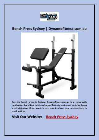 Bench Press Sydney | Dynamofitness.com.au