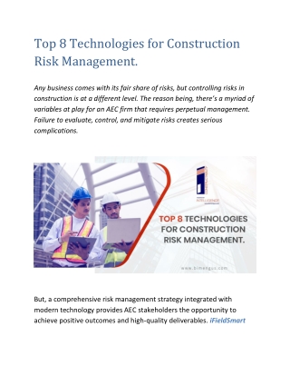 Top 8 Technologies for Construction Risk Management