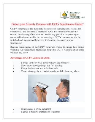 Protect your Security Cameras with CCTV Maintenance Dubai