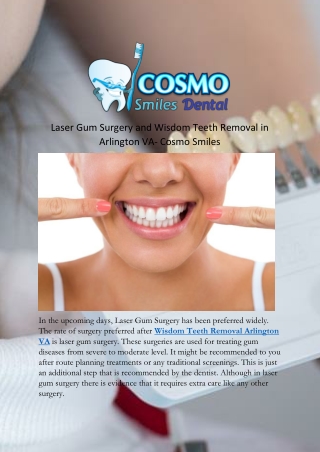 Laser Gum Surgery and Wisdom Teeth Removal in Arlington VA- Cosmo Smiles