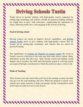 Driving Schools Tustin