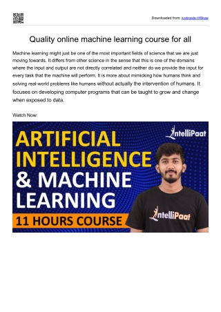 Quality online machine learning course for all
