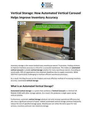 Vertical Storage How Automated Vertical Carousel Helps Improve Inventory Accuracy