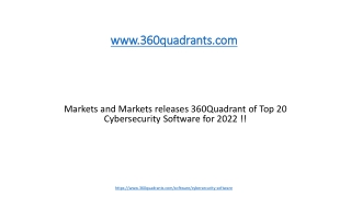 Markets and Markets releases 360Quadrant of Top 20 Cybersecurity Software for 2022 !!