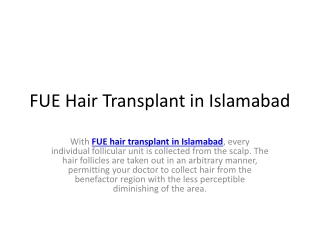 FUE Hair Transplant in Islamabad