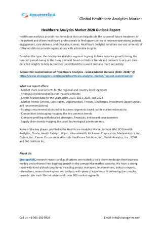 Healthcare Analytics Market Forecasts to 2028