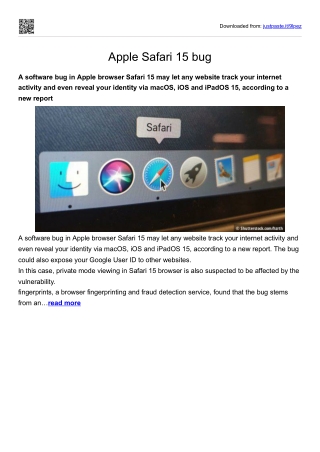 Apple Safari 15 bug