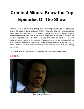 Criminal Minds_ Know the Top Episodes Of The Show
