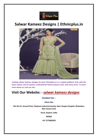 Salwar Kameez Designs | Ethnicplus.in