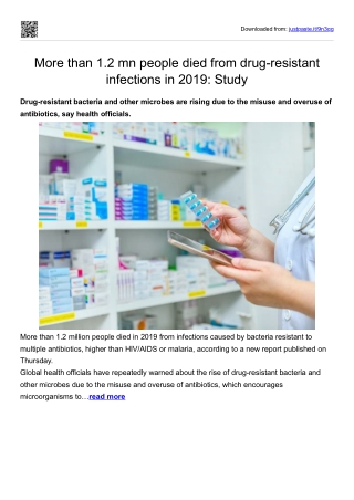 More than 1.2 mn people died from drug-resistant infections in 2019