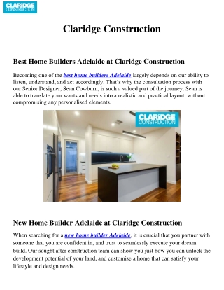 Best Home Builders Adelaide at Claridge Construction