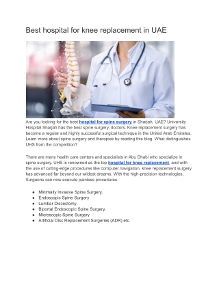 Best hospital for knee replacement in UAE