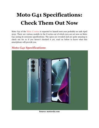 Moto G41 Specifications_ Check Them Out Now