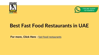 Best Fast Food Restaurants in UAE