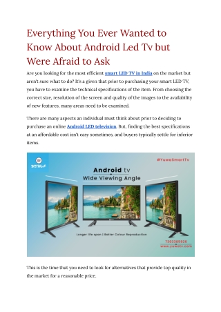 Everything You Ever Wanted to Know About Android Led Tv but Were Afraid to Ask