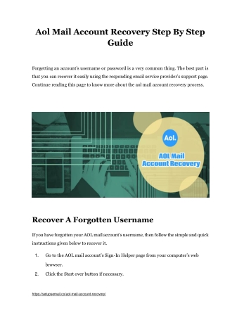 AOL Mail Account Recovery - Easy And Simple Solution