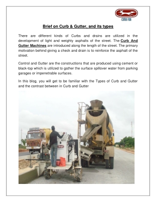 Brief on Curb & Gutter, and its types
