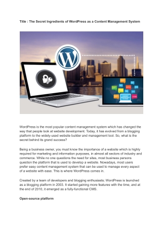 _The Secret Ingredients of WordPress as a Content Management System