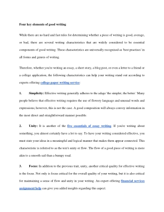 Four key elements of good writing