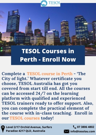 TESOL Courses in Perth - Enroll Now