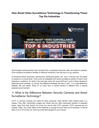 How Smart Video Surveillance Technology is Transforming These Top Six Industries