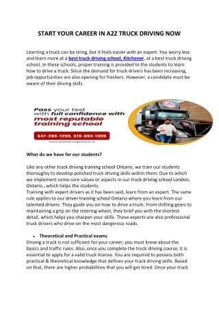 Best truck driving school,Kitchener