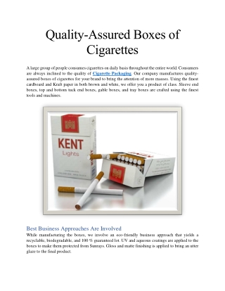 Quality-assured boxes of cigarettes