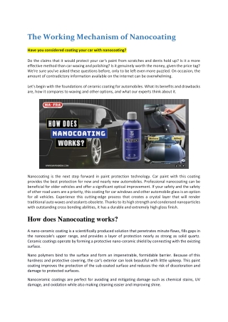 Nanocoating protects car from UV rays