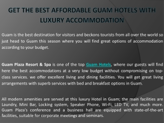 Get the best Affordable Guam Hotels with Luxury Accommodation