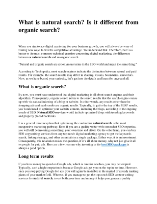 What is natural search? Is it different from organic search?