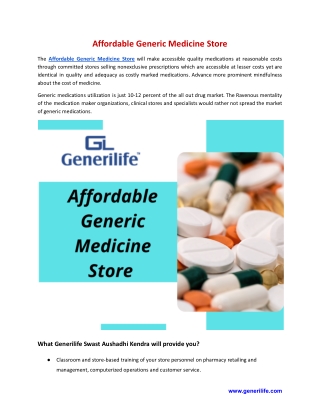 Best Affordable Generic Medicine Store