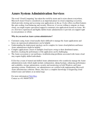 Azure System Administration Services