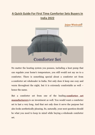 Guide For First Time Comforter Sets Buyers