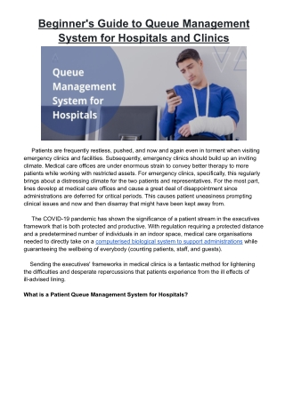 Beginner's Guide to Queue Management System for Hospitals and Clinics