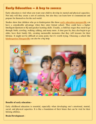 Early Education – A key to success