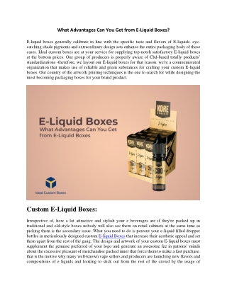 What Advantages Can You Get from E-Liquid Boxes