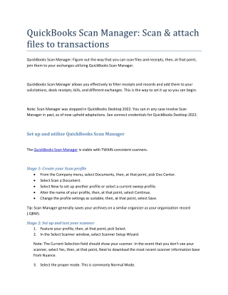 QuickBooks Scan Manager: Scan & attach files to transactions