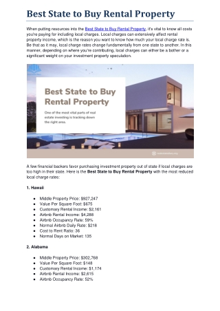 Best State to Buy Rental Property