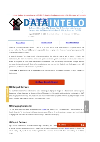 4D Technology Market Report | Global Forecast To 2028