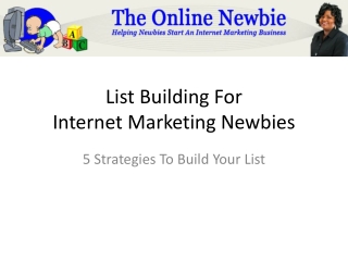 List Building For Internet Marketing Newbies