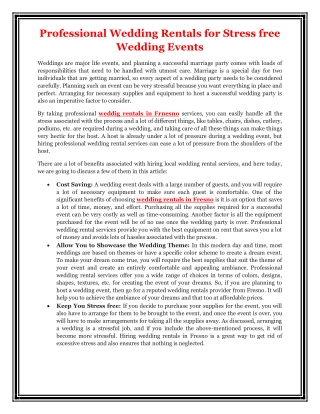 Wedding Rentals for Stress free Wedding Events - Expo Events & Tents