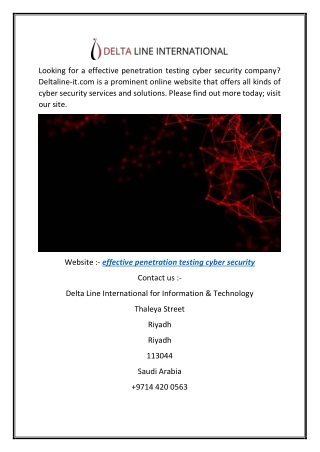 Effective Penetration Testing Cyber Security  Deltaline-it.com