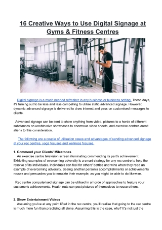 16 Creative Ways to Use Digital Signage at Gyms & Fitness Centres