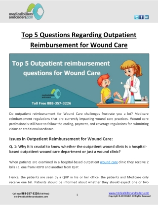 Top 5 Questions Regarding Outpatient Reimbursement for Wound Care