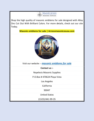 Masonic emblems for sale  Arreosmasonicosusa.com