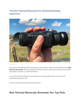 The Best Thermal Monocular For All-Round Hunting Experience