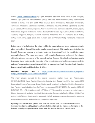 Coaxial Connector Market Trends