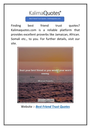 Best Friend Trust Quotes  Kalimaquotes.com