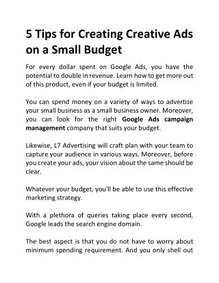 5 Tips for Creating Creative Ads on a Small Budget