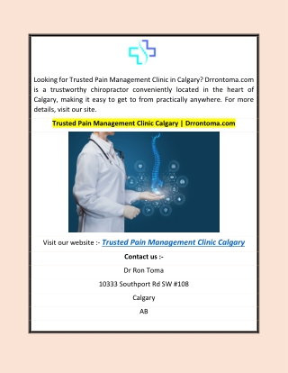 Trusted Pain Management Clinic Calgary | Drrontoma.com